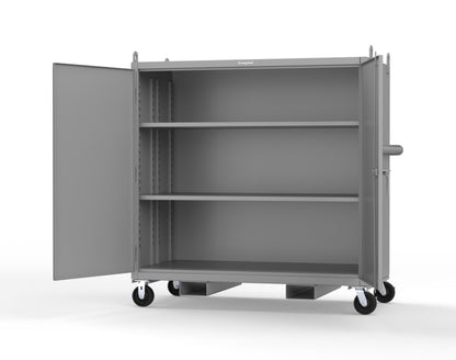 Extreme Duty 12 GA Mobile Jobsite Cabinet with 2 Shelves, Forklift Pockets, Lifting Lugs - 66 In. W x 34 In. D x 68 In. H - 5.5342-LL-CA-FLP-7037