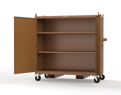 Extreme Duty 12 GA Mobile Jobsite Cabinet with 2 Shelves, Forklift Pockets, Lifting Lugs - 66 In. W x 34 In. D x 68 In. H - 5.5342-LL-CA-FLP-8008