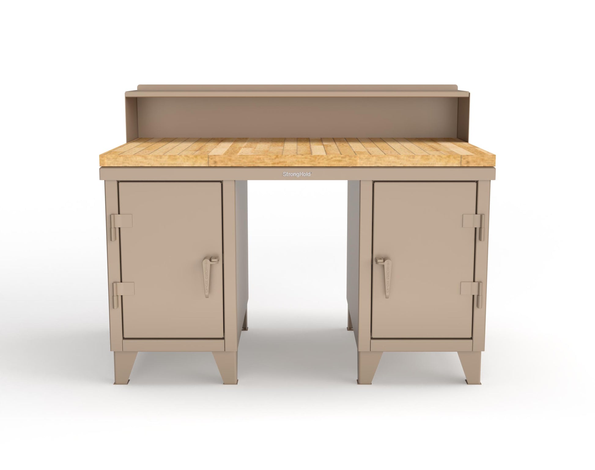Extreme Duty 12 GA Shop Desk with 1 3/4 in. Maple Top, 4 Drawers, Riser Shelf - 60 In. W x 36 In. D x 48 In. H - 53.1-WS-360-4DB-MT-1019