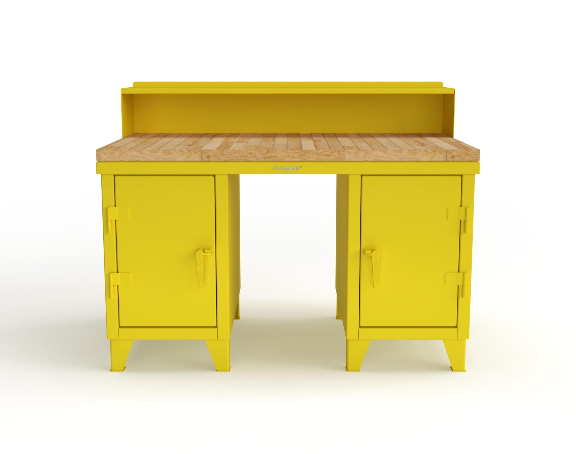 Extreme Duty 12 GA Shop Desk with 1 3/4 in. Maple Top, 4 Drawers, Riser Shelf - 60 In. W x 36 In. D x 48 In. H - 53.1-WS-360-4DB-MT-1021