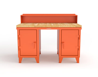 Extreme Duty 12 GA Shop Desk with 1 3/4 in. Maple Top, 4 Drawers, Riser Shelf - 60 In. W x 36 In. D x 48 In. H - 53.1-WS-360-4DB-MT-2009