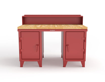 Extreme Duty 12 GA Shop Desk with 1 3/4 in. Maple Top, 4 Drawers, Riser Shelf - 60 In. W x 36 In. D x 48 In. H - 53.1-WS-360-4DB-MT-3001