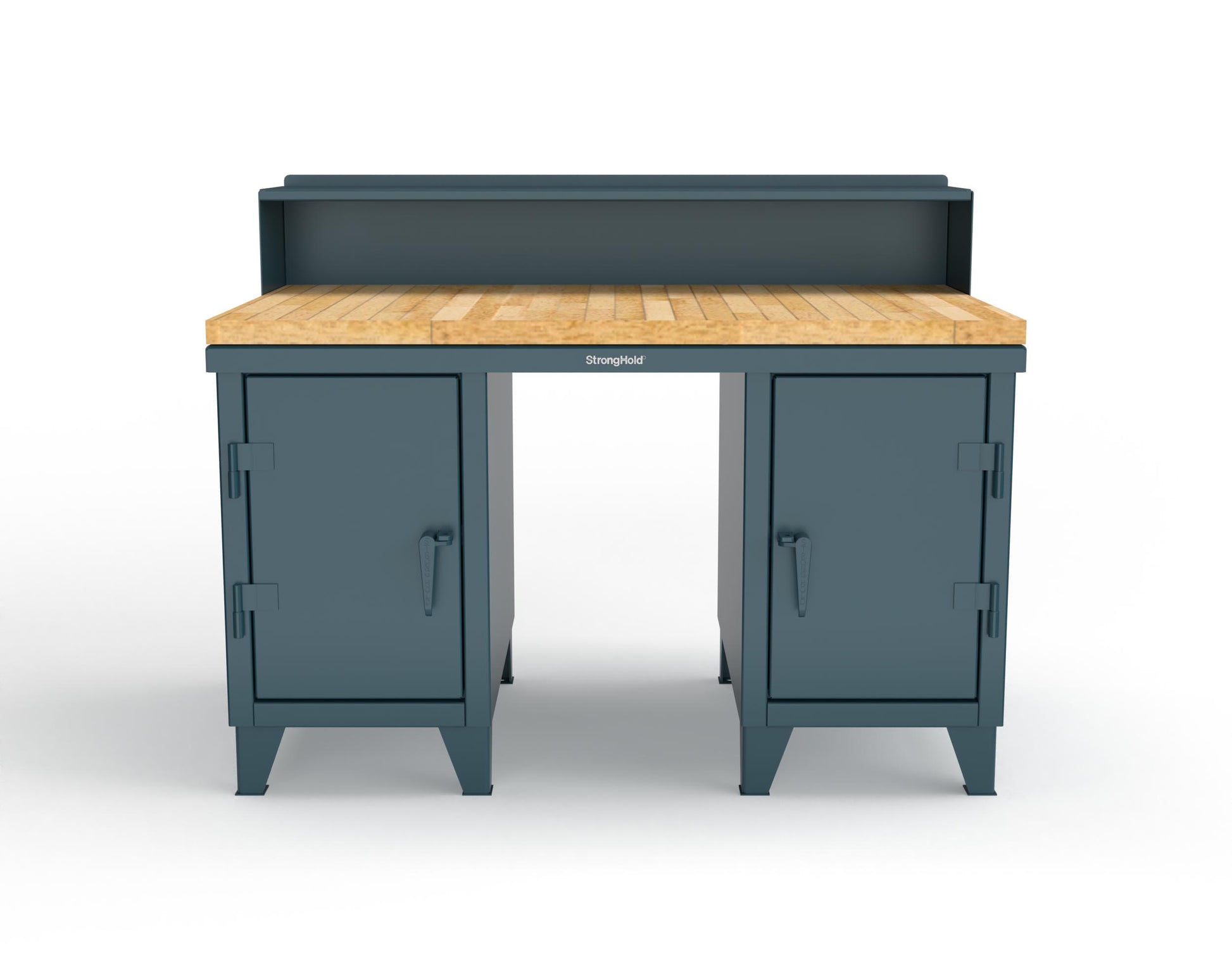 Extreme Duty 12 GA Shop Desk with 1 3/4 in. Maple Top, 4 Drawers, Riser Shelf - 60 In. W x 36 In. D x 48 In. H - 53.1-WS-360-4DB-MT-5001