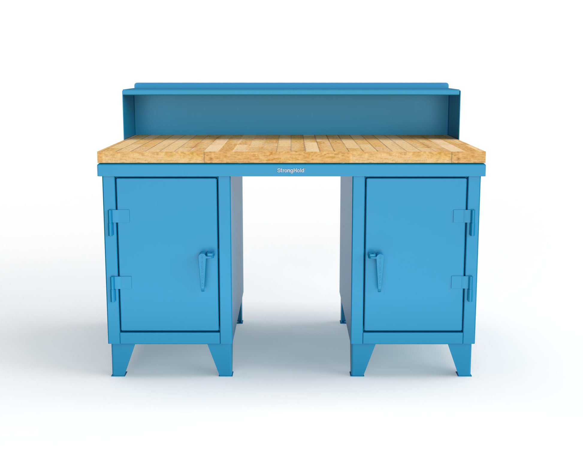 Extreme Duty 12 GA Shop Desk with 1 3/4 in. Maple Top, 4 Drawers, Riser Shelf - 60 In. W x 36 In. D x 48 In. H - 53.1-WS-360-4DB-MT-5012