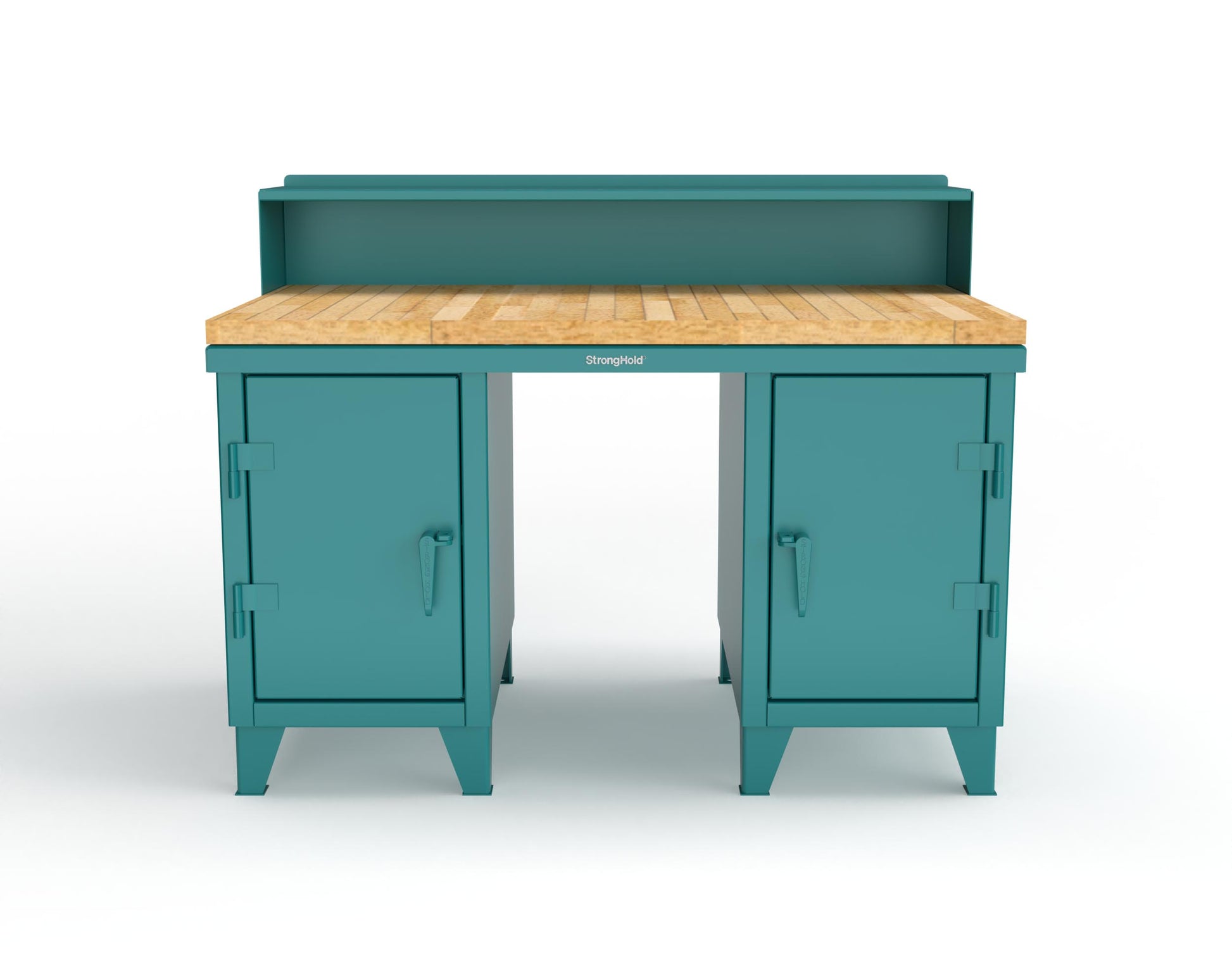 Extreme Duty 12 GA Shop Desk with 1 3/4 in. Maple Top, 4 Drawers, Riser Shelf - 60 In. W x 36 In. D x 48 In. H - 53.1-WS-360-4DB-MT-5021