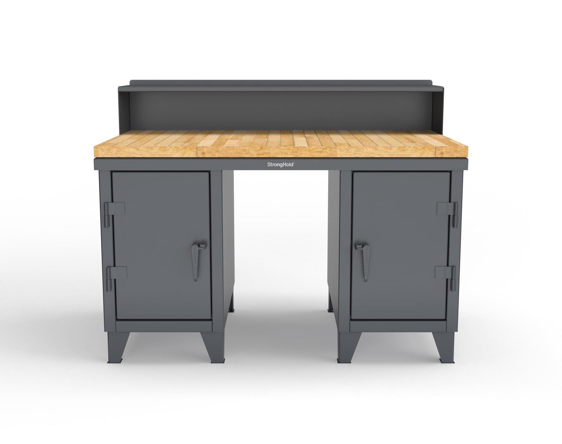 Extreme Duty 12 GA Shop Desk with 1 3/4 in. Maple Top, 4 Drawers, Riser Shelf - 60 In. W x 36 In. D x 48 In. H - 53.1-WS-360-4DB-MT-7024