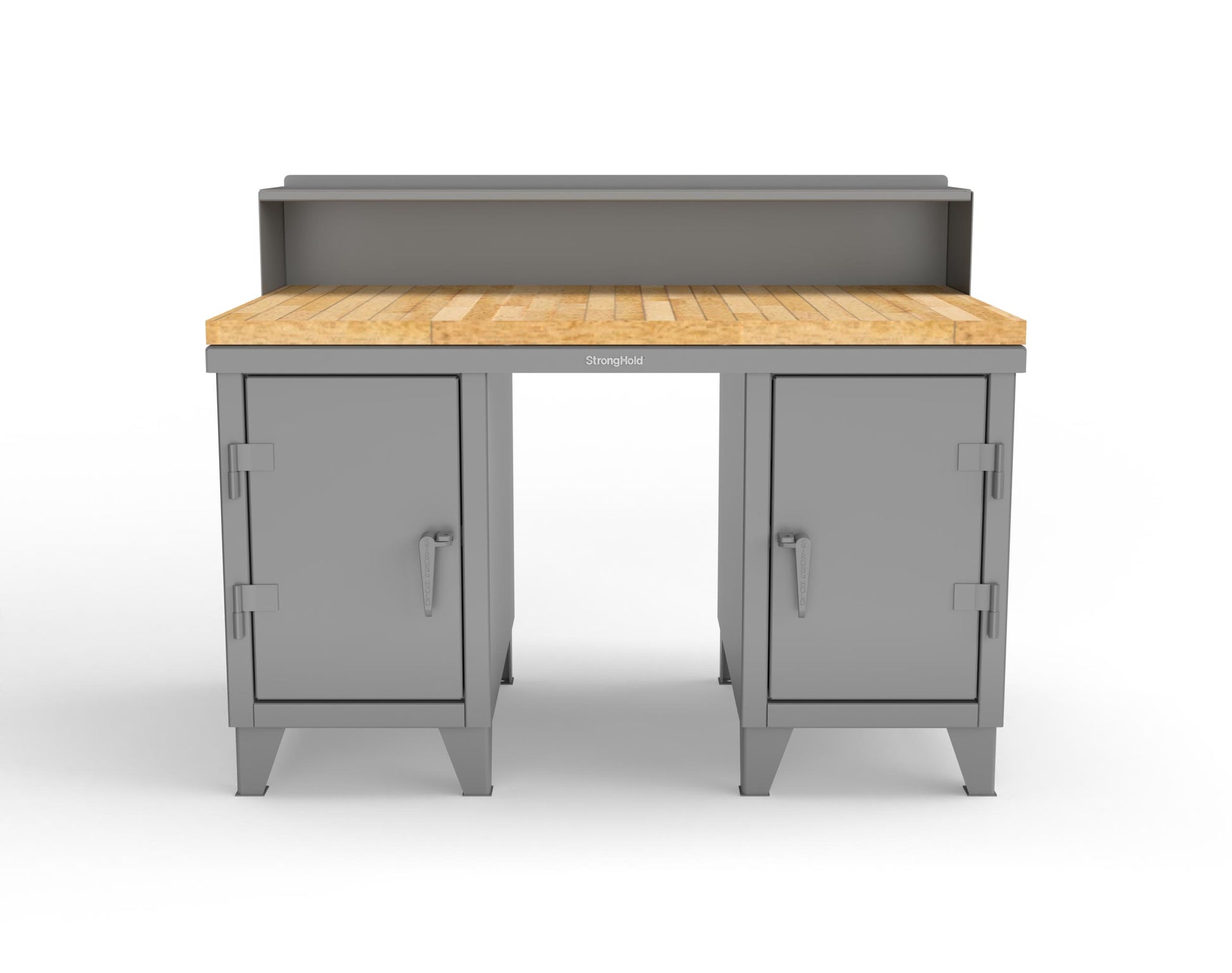 Extreme Duty 12 GA Shop Desk with 1 3/4 in. Maple Top, 4 Drawers, Riser Shelf - 60 In. W x 36 In. D x 48 In. H - 53.1-WS-360-4DB-MT-7037
