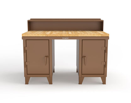 Extreme Duty 12 GA Shop Desk with 1 3/4 in. Maple Top, 4 Drawers, Riser Shelf - 60 In. W x 36 In. D x 48 In. H - 53.1-WS-360-4DB-MT-8008