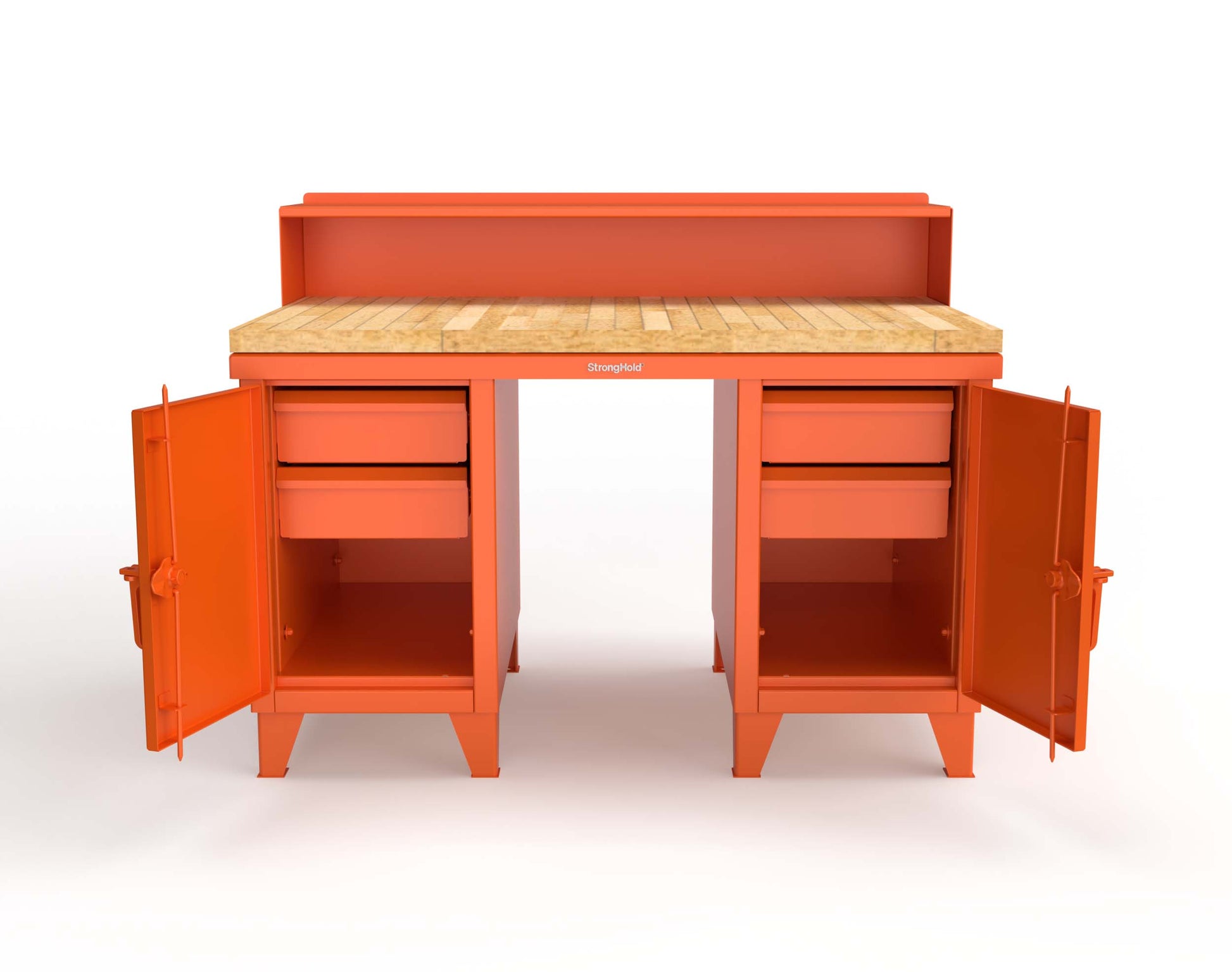 Extreme Duty 12 GA Shop Desk with 1 3/4 in. Maple Top, 4 Drawers, Riser Shelf - 60 In. W x 36 In. D x 48 In. H - 53.1-WS-360-4DB-MT-2009
