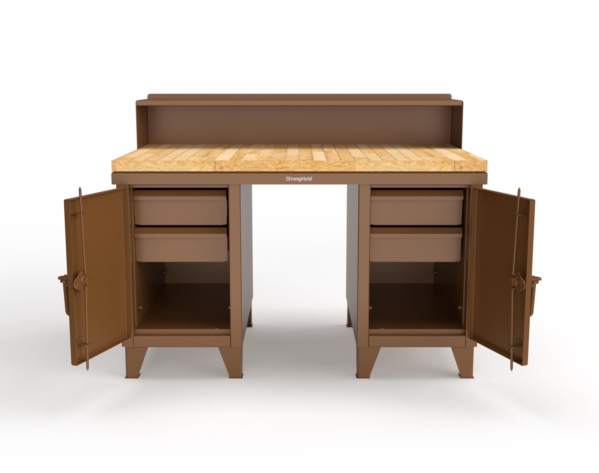 Extreme Duty 12 GA Shop Desk with 1 3/4 in. Maple Top, 4 Drawers, Riser Shelf - 60 In. W x 36 In. D x 48 In. H - 53.1-WS-360-4DB-MT-8008