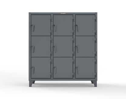 Extreme Duty 12 GA Triple-Tier Locker with 9 Compartments, 62 in. W x 18in. D x 68 in. H - 55-18-3TMT-7024