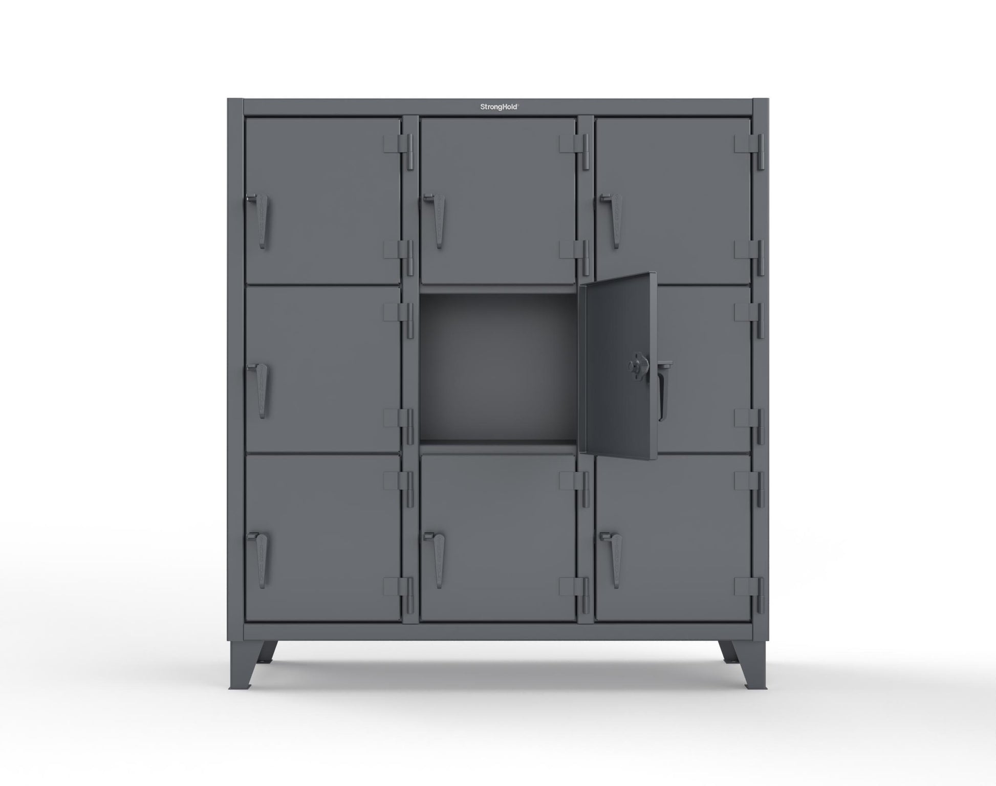 Extreme Duty 12 GA Triple-Tier Locker with 9 Compartments, 62 in. W x 18in. D x 68 in. H - 55-18-3TMT-7024