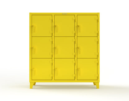 Extreme Duty 12 GA Triple-Tier Locker with 9 Compartments, 62 in. W x 18in. D x 68 in. H - 55-18-3TMT-1021
