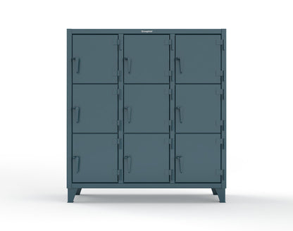 Extreme Duty 12 GA Triple-Tier Locker with 9 Compartments, 62 in. W x 18in. D x 68 in. H - 55-18-3TMT-5001