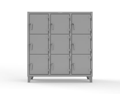Extreme Duty 12 GA Triple-Tier Locker with 9 Compartments, 62 in. W x 18in. D x 68 in. H - 55-18-3TMT-7037