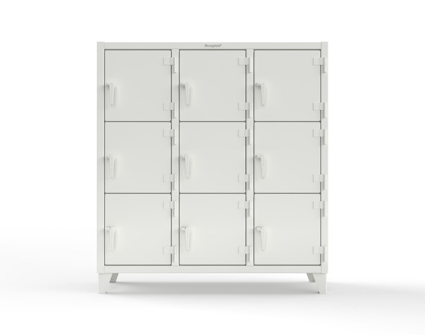 Extreme Duty 12 GA Triple-Tier Locker with 9 Compartments, 62 in. W x 18in. D x 68 in. H - 55-18-3TMT-9003