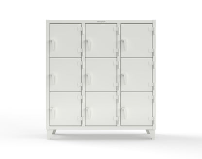 Extreme Duty 12 GA Triple-Tier Locker with 9 Compartments, 62 in. W x 18in. D x 68 in. H - 55-18-3TMT-9003