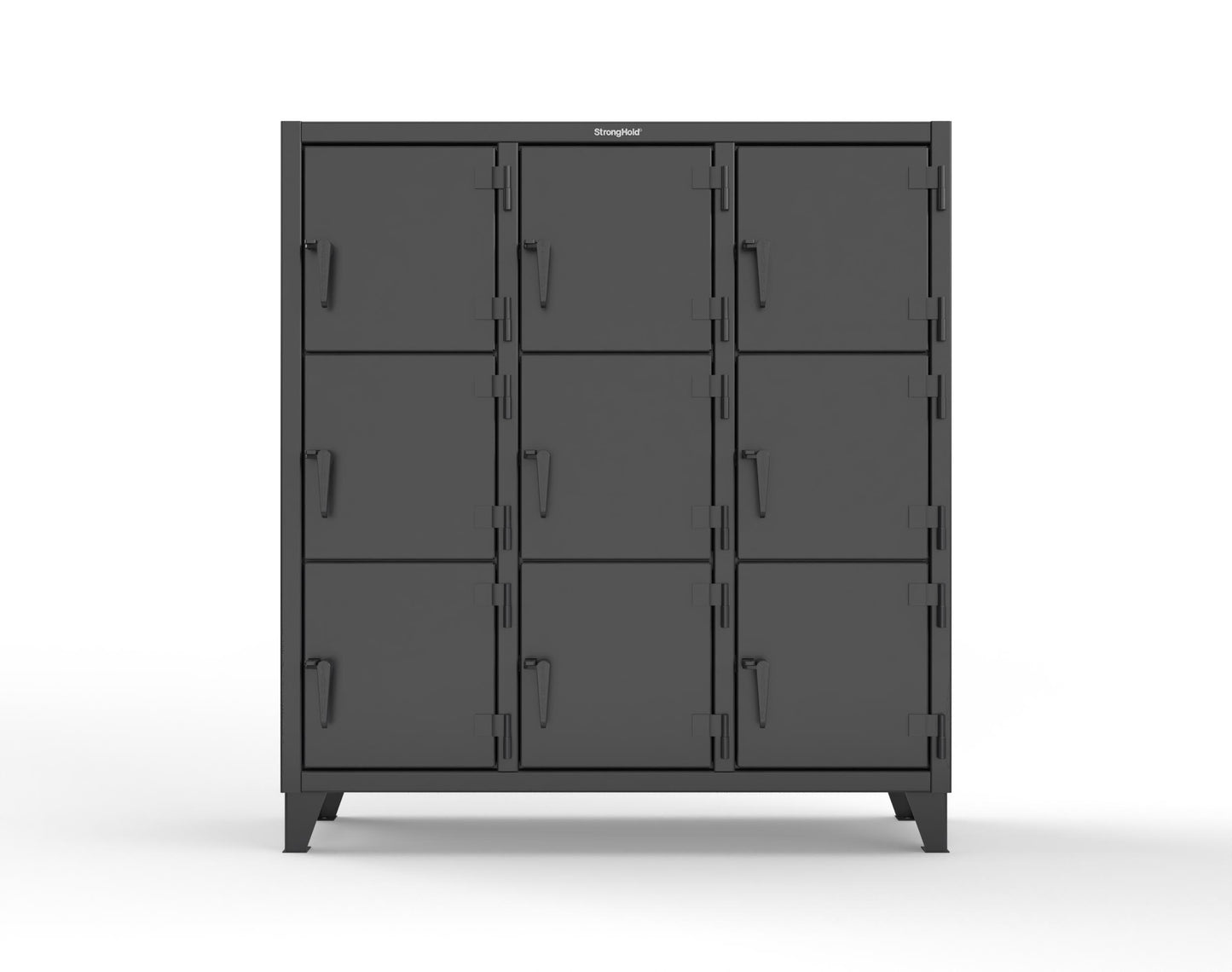 Extreme Duty 12 GA Triple-Tier Locker with 9 Compartments, 62 in. W x 18in. D x 68 in. H - 55-18-3TMT-9005
