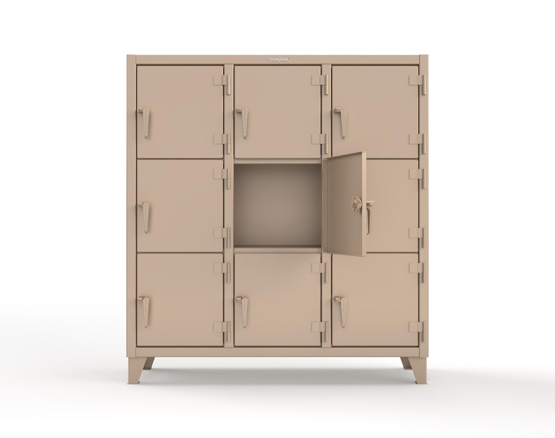 Extreme Duty 12 GA Triple-Tier Locker with 9 Compartments, 62 in. W x 18in. D x 68 in. H - 55-18-3TMT-1019