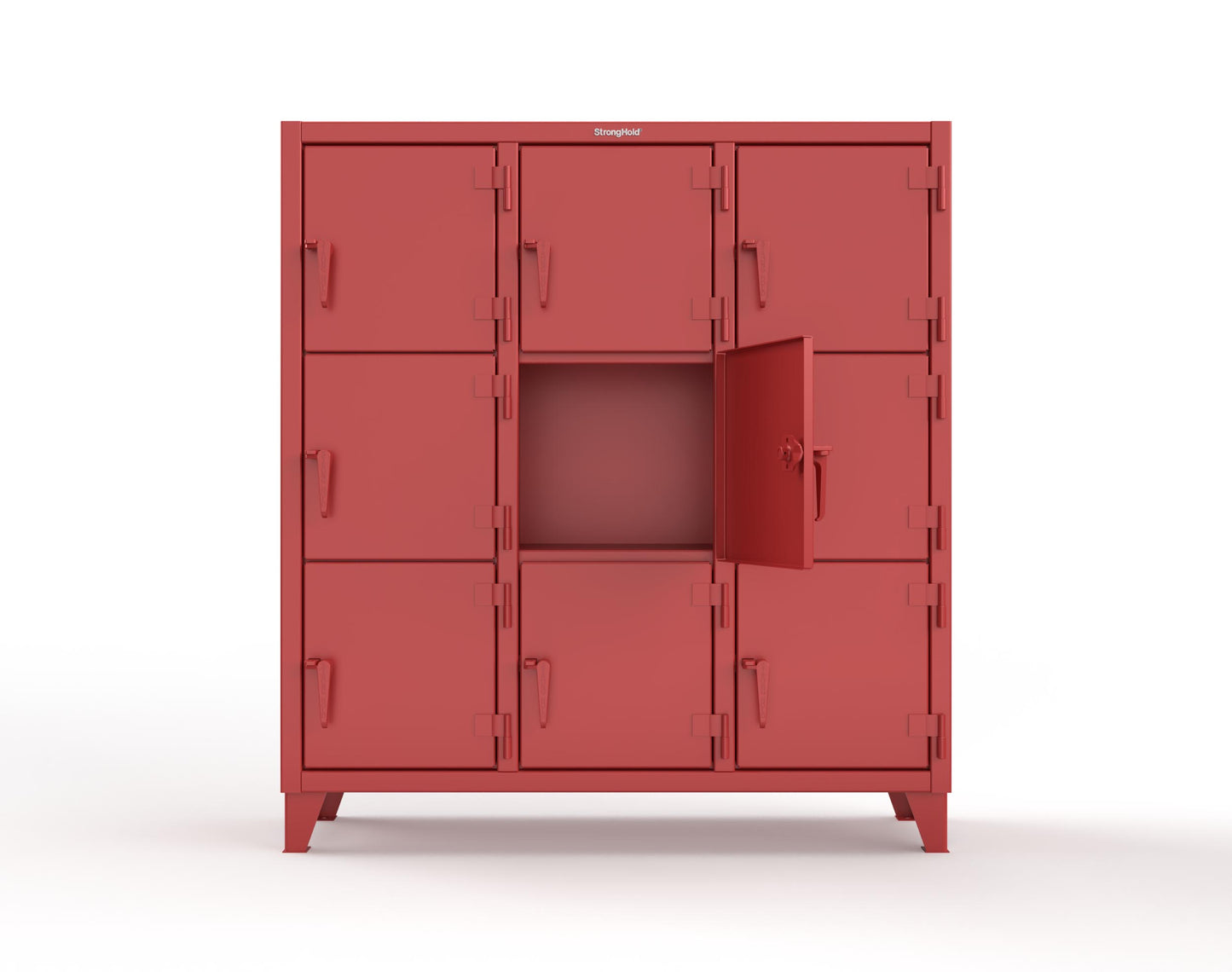 Extreme Duty 12 GA Triple-Tier Locker with 9 Compartments, 62 in. W x 18in. D x 68 in. H - 55-18-3TMT-3001