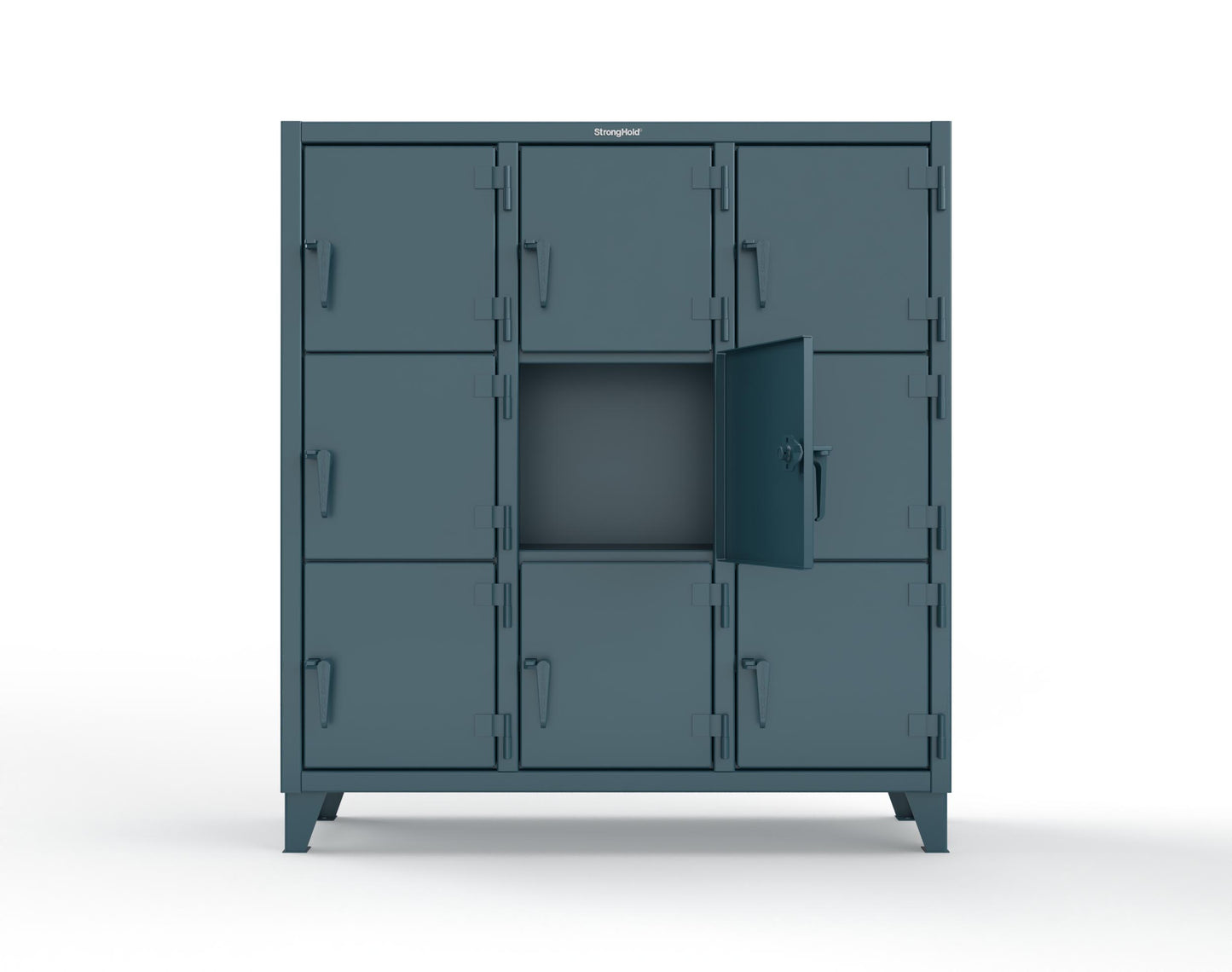 Extreme Duty 12 GA Triple-Tier Locker with 9 Compartments, 62 in. W x 18in. D x 68 in. H - 55-18-3TMT-5001