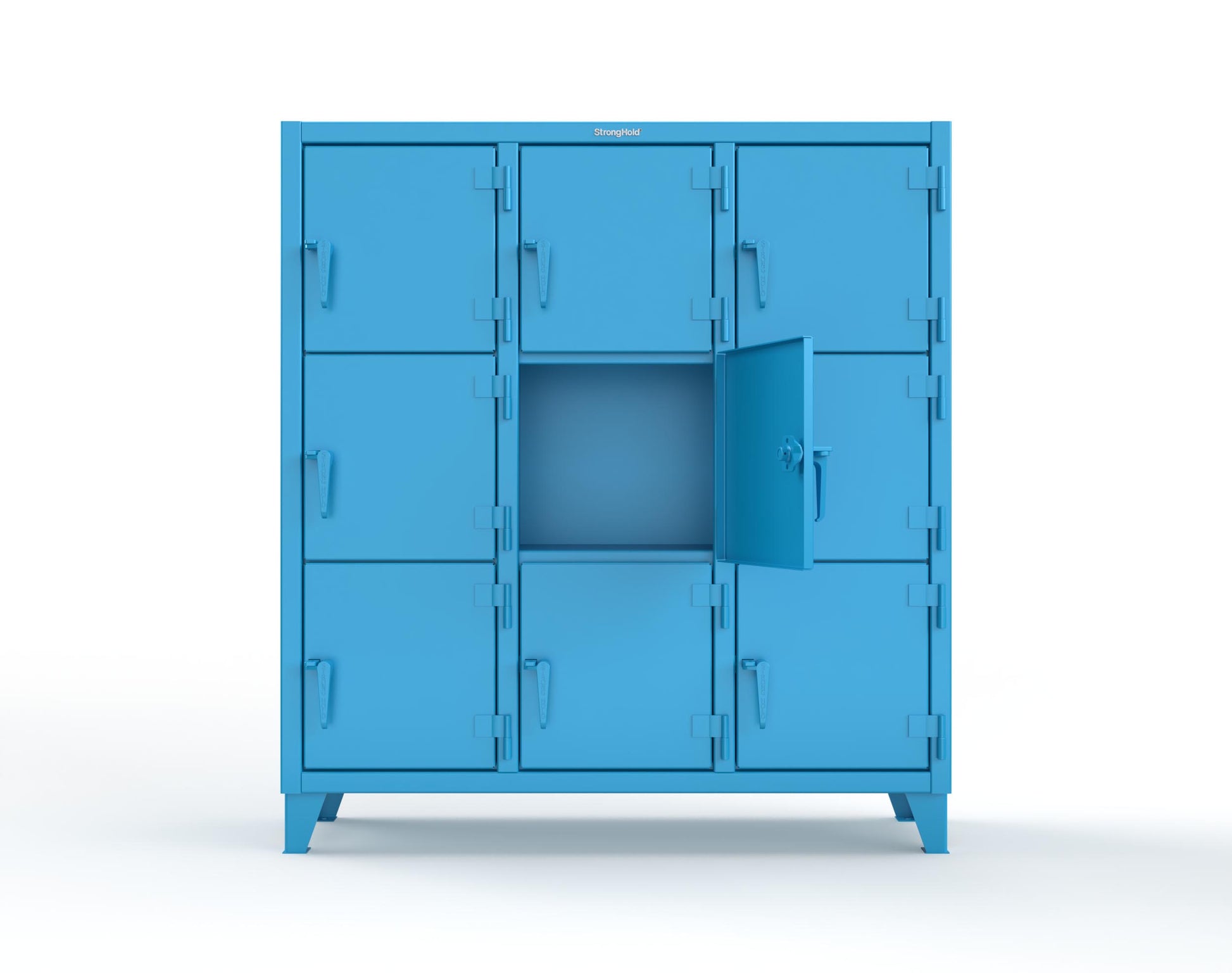 Extreme Duty 12 GA Triple-Tier Locker with 9 Compartments, 62 in. W x 18in. D x 68 in. H - 55-18-3TMT-5012