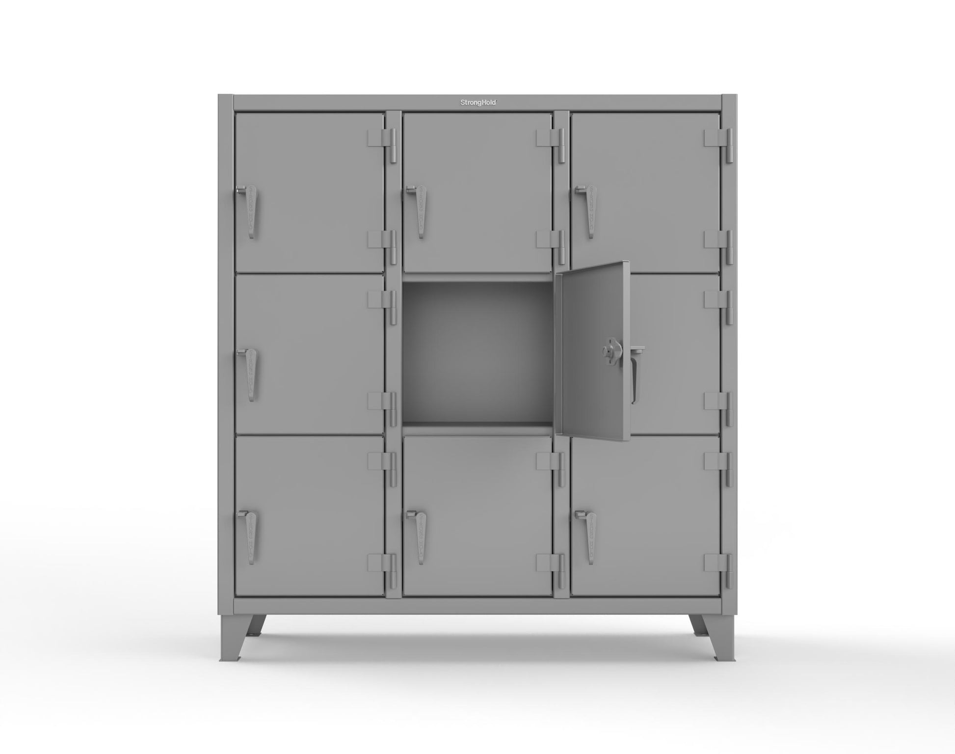 Extreme Duty 12 GA Triple-Tier Locker with 9 Compartments, 62 in. W x 18in. D x 68 in. H - 55-18-3TMT-7037