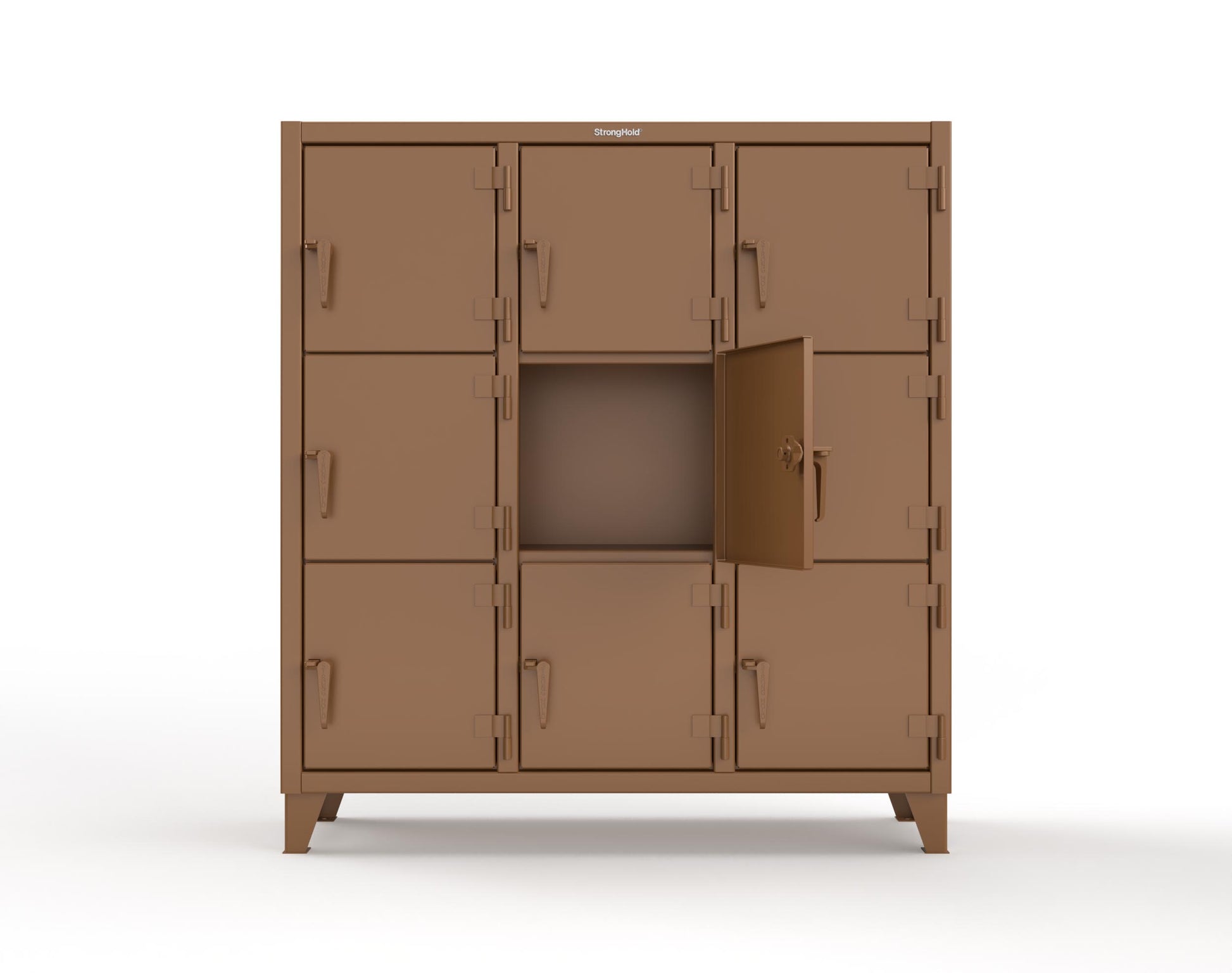 Extreme Duty 12 GA Triple-Tier Locker with 9 Compartments, 62 in. W x 18in. D x 68 in. H - 55-18-3TMT-8008
