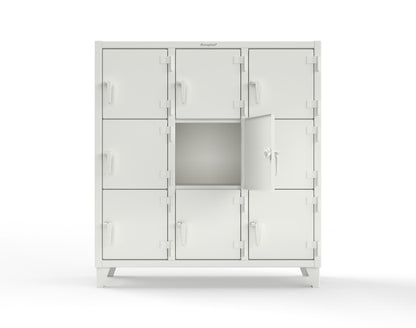 Extreme Duty 12 GA Triple-Tier Locker with 9 Compartments, 62 in. W x 18in. D x 68 in. H - 55-18-3TMT-9003