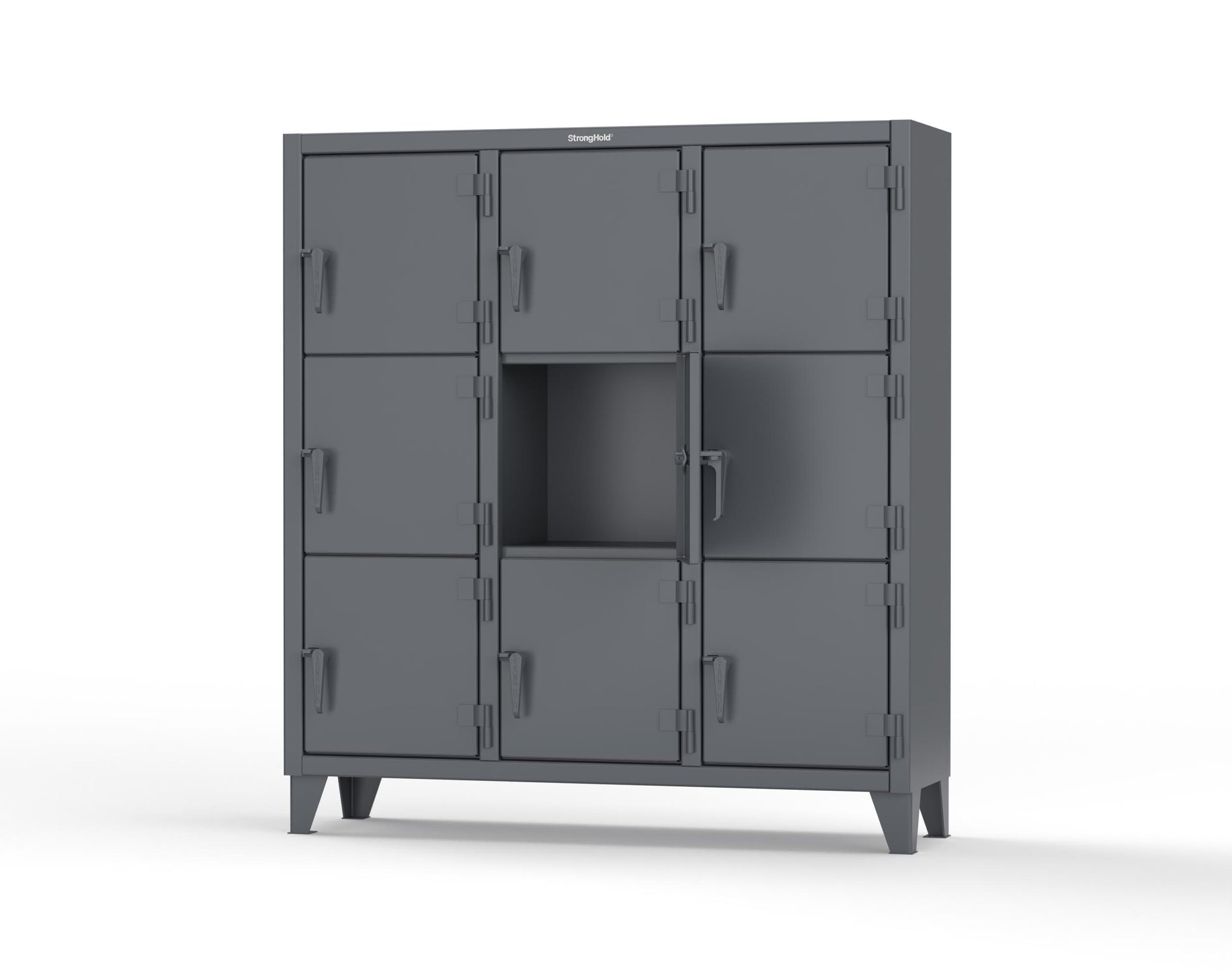 Extreme Duty 12 GA Triple-Tier Locker with 9 Compartments, 62 in. W x 18in. D x 68 in. H - 55-18-3TMT-7024