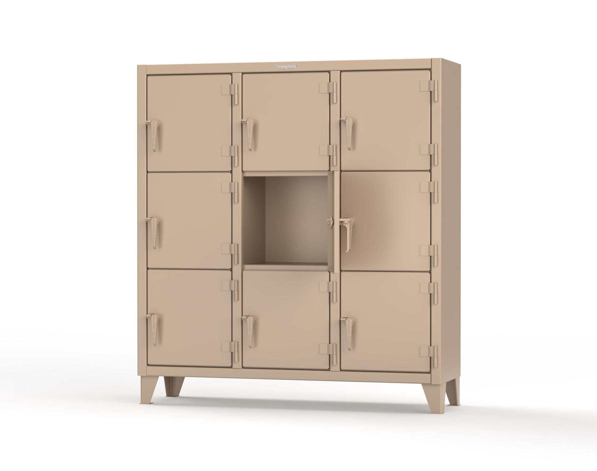 Extreme Duty 12 GA Triple-Tier Locker with 9 Compartments, 62 in. W x 18in. D x 68 in. H - 55-18-3TMT-1019
