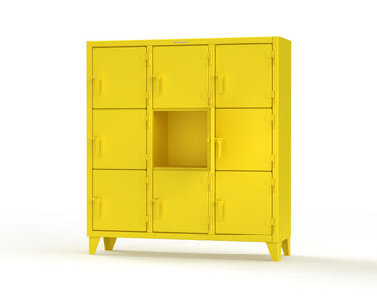 Extreme Duty 12 GA Triple-Tier Locker with 9 Compartments, 62 in. W x 18in. D x 68 in. H - 55-18-3TMT-1021