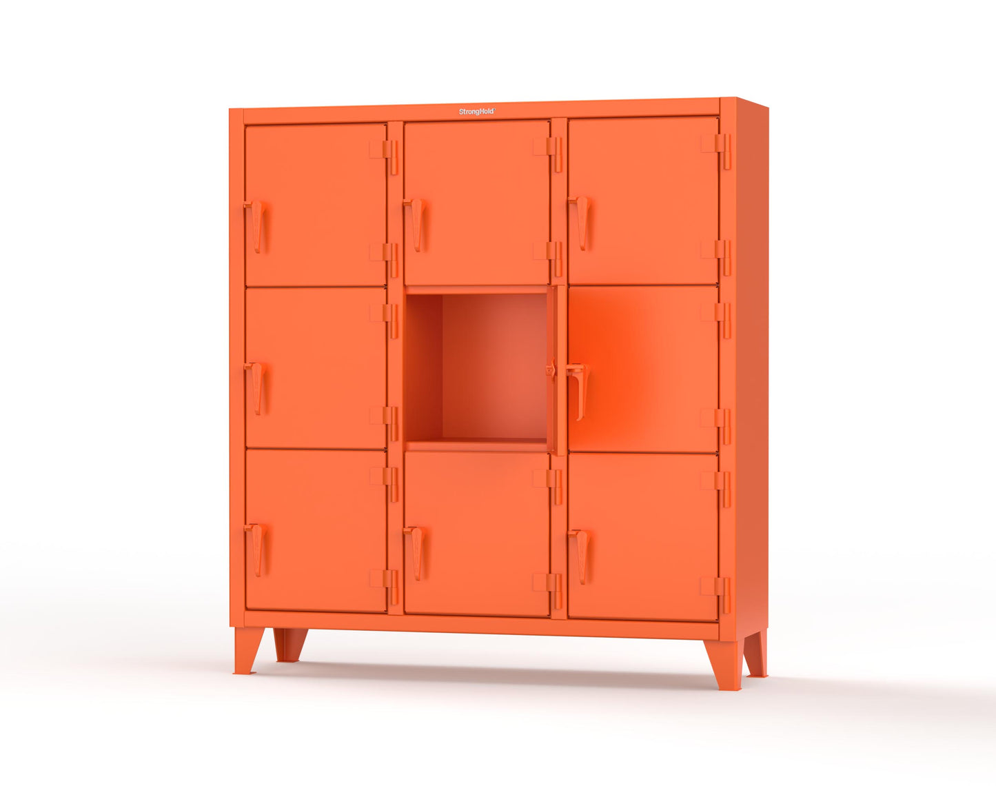 Extreme Duty 12 GA Triple-Tier Locker with 9 Compartments, 62 in. W x 18in. D x 68 in. H - 55-18-3TMT-2009