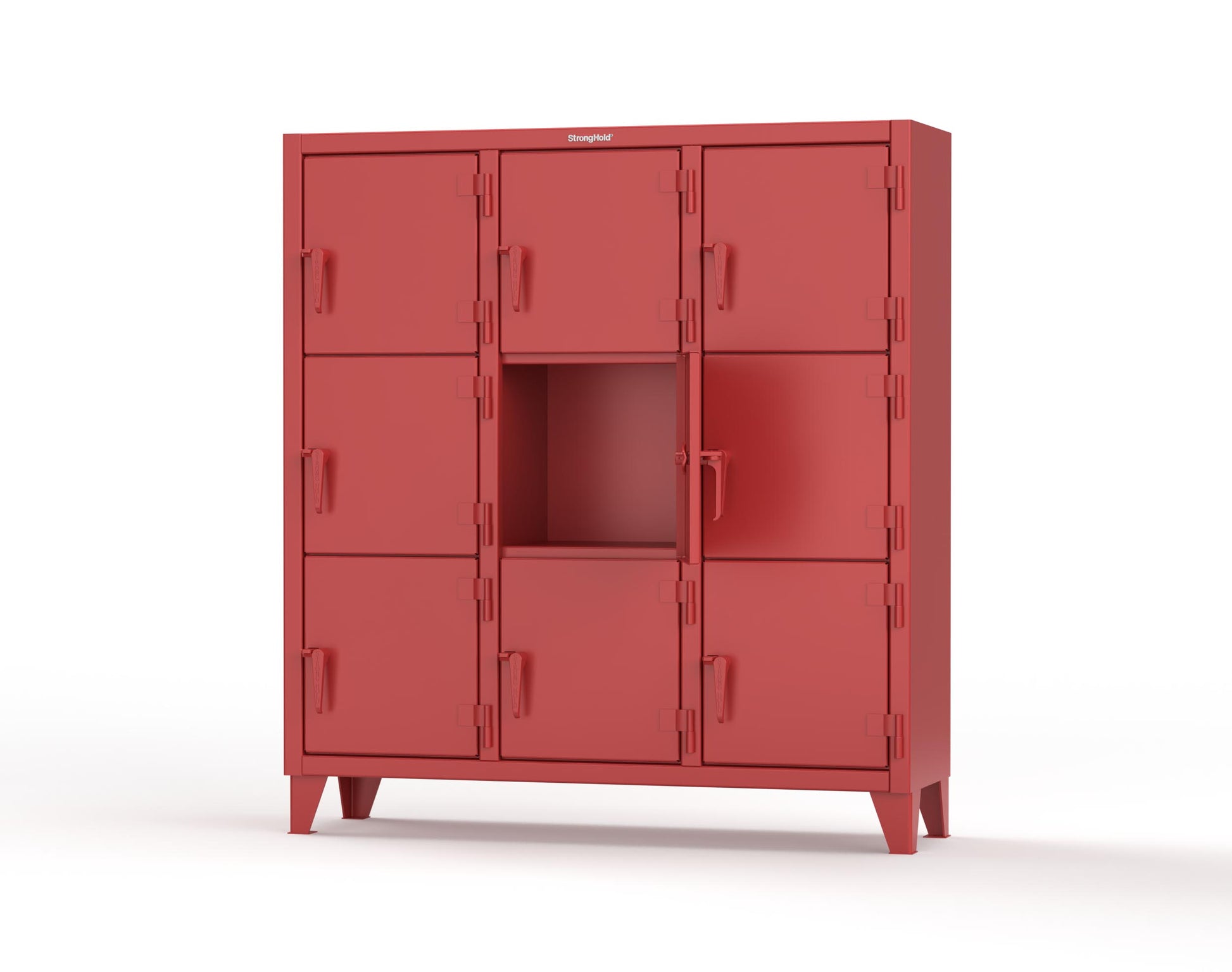 Extreme Duty 12 GA Triple-Tier Locker with 9 Compartments, 62 in. W x 18in. D x 68 in. H - 55-18-3TMT-3001
