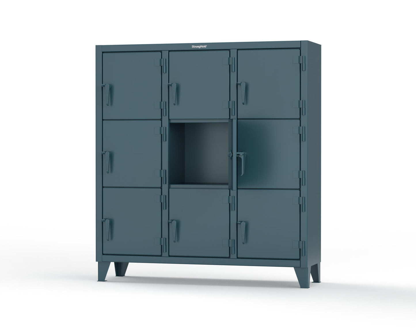 Extreme Duty 12 GA Triple-Tier Locker with 9 Compartments, 62 in. W x 18in. D x 68 in. H - 55-18-3TMT-5001