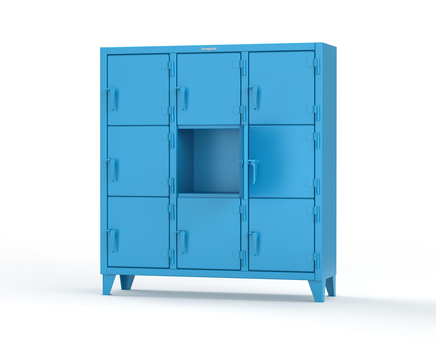 Extreme Duty 12 GA Triple-Tier Locker with 9 Compartments, 62 in. W x 18in. D x 68 in. H - 55-18-3TMT-5012