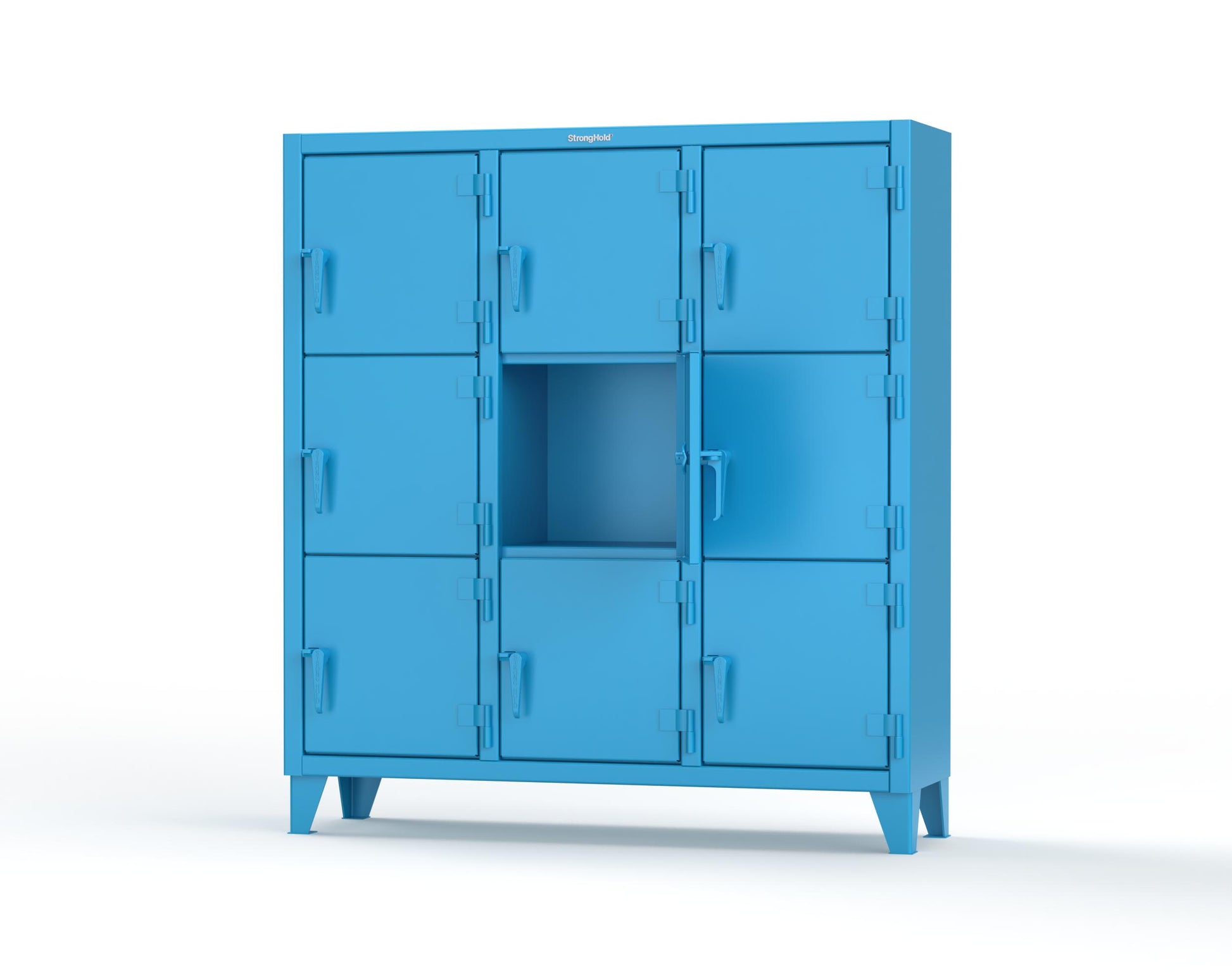 Extreme Duty 12 GA Triple-Tier Locker with 9 Compartments, 62 in. W x 18in. D x 68 in. H - 55-18-3TMT-5012