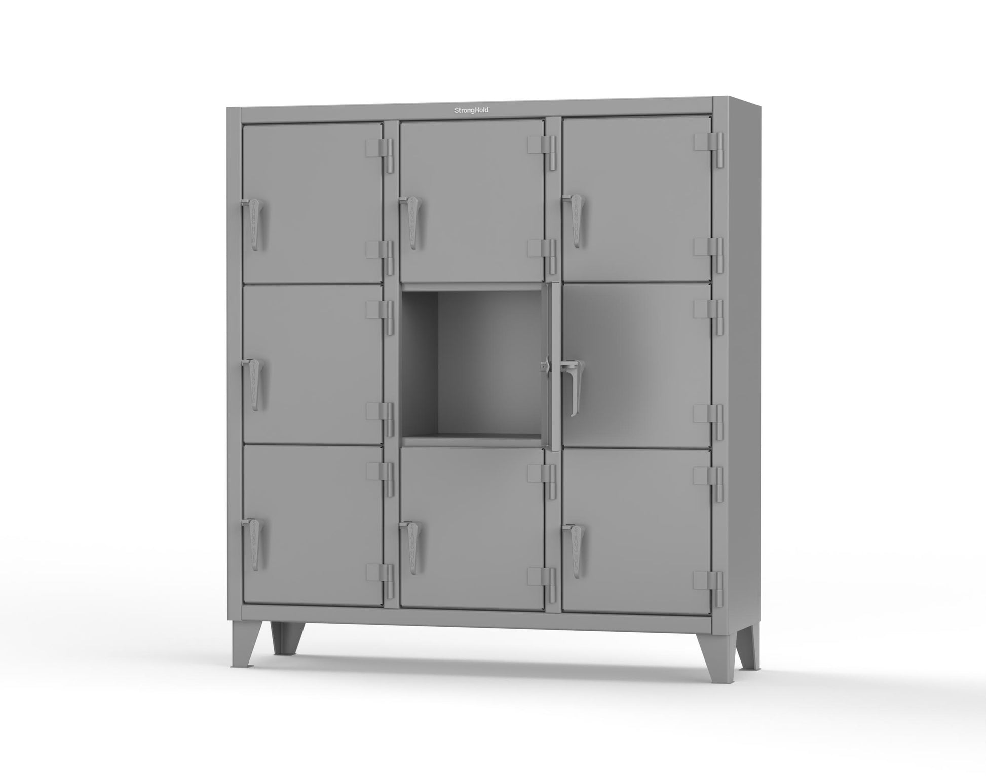 Extreme Duty 12 GA Triple-Tier Locker with 9 Compartments, 62 in. W x 18in. D x 68 in. H - 55-18-3TMT-7037