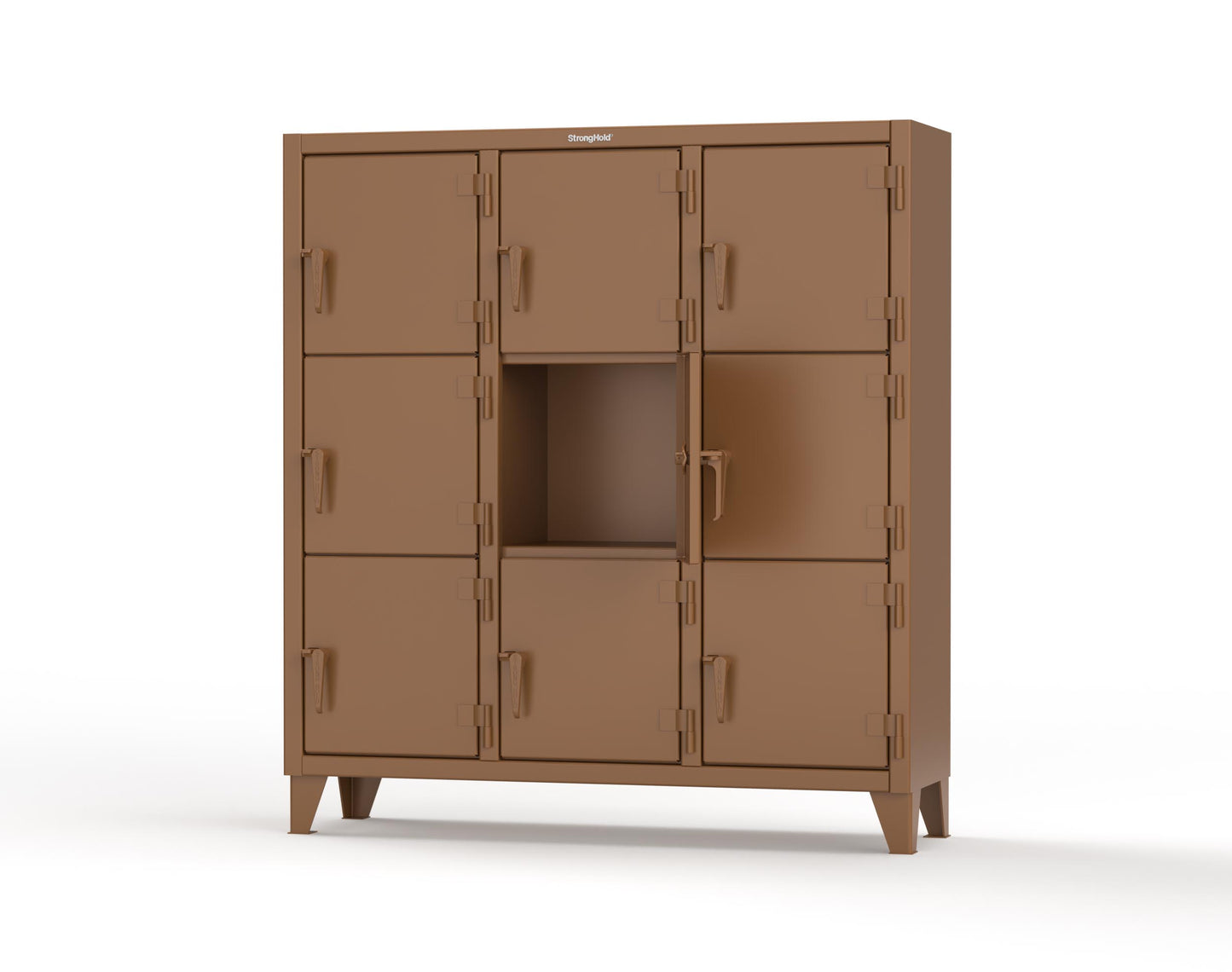 Extreme Duty 12 GA Triple-Tier Locker with 9 Compartments, 62 in. W x 18in. D x 68 in. H - 55-18-3TMT-8008