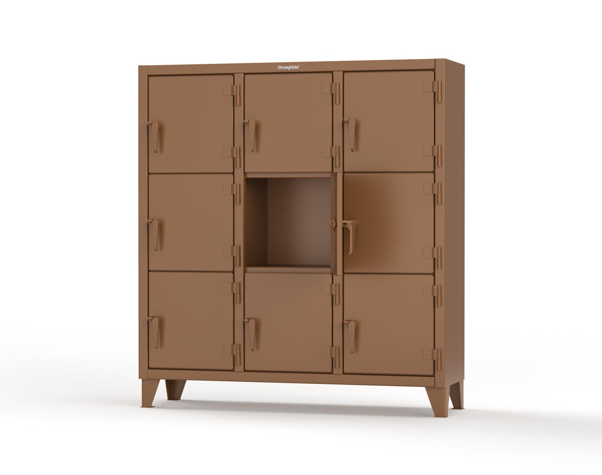 Extreme Duty 12 GA Triple-Tier Locker with 9 Compartments, 62 in. W x 18in. D x 68 in. H - 55-18-3TMT-8008