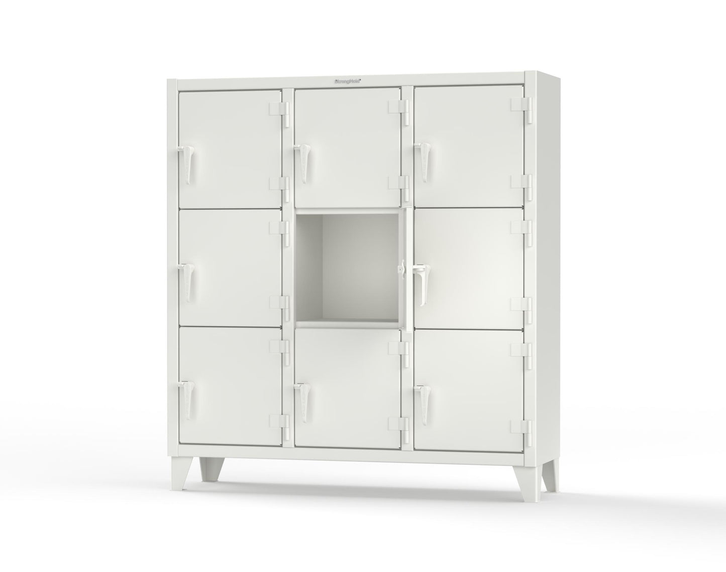 Extreme Duty 12 GA Triple-Tier Locker with 9 Compartments, 62 in. W x 18in. D x 68 in. H - 55-18-3TMT-9003