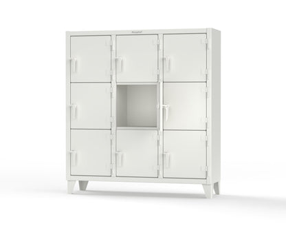 Extreme Duty 12 GA Triple-Tier Locker with 9 Compartments, 62 in. W x 18in. D x 68 in. H - 55-18-3TMT-9003