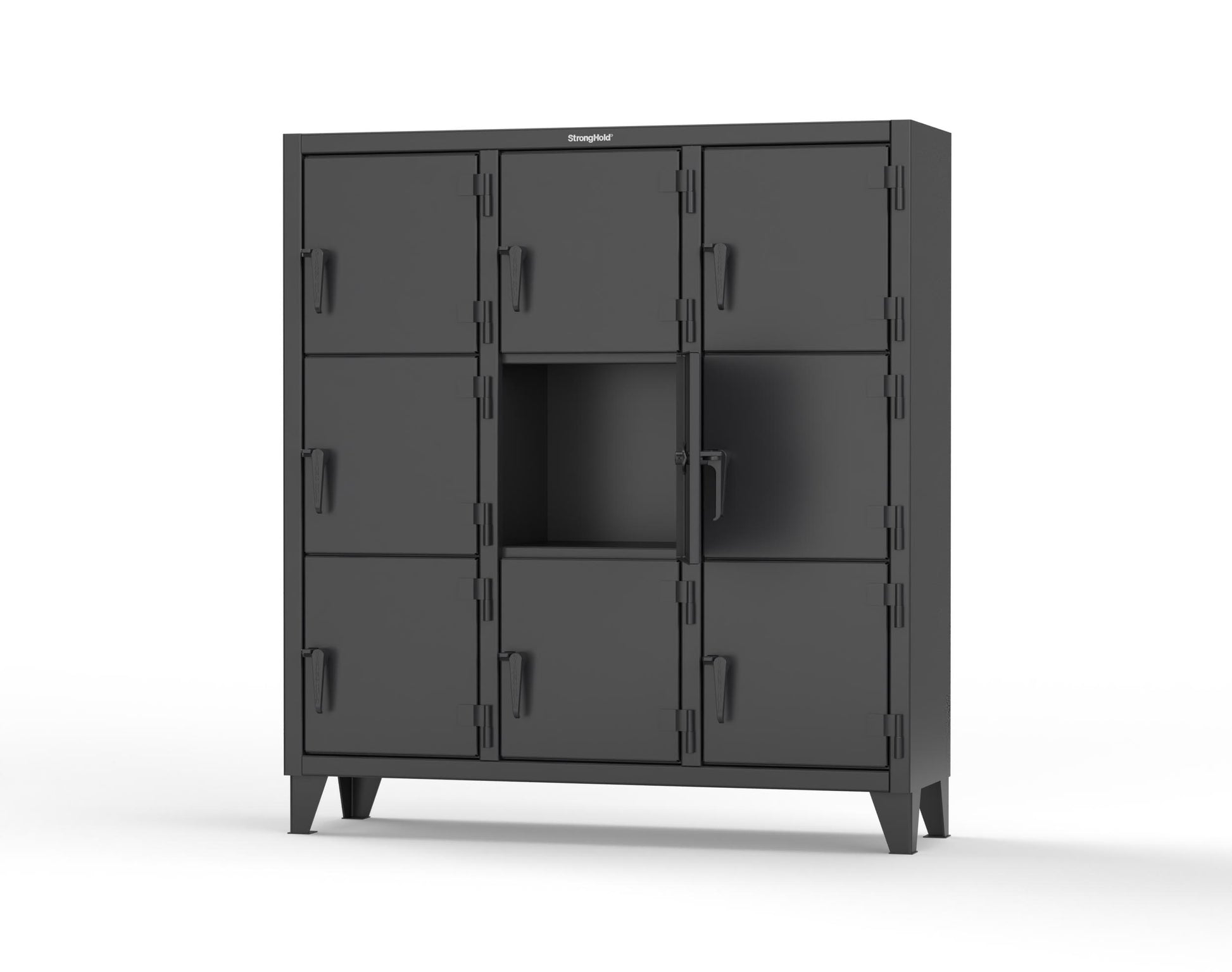 Extreme Duty 12 GA Triple-Tier Locker with 9 Compartments, 62 in. W x 18in. D x 68 in. H - 55-18-3TMT-9005