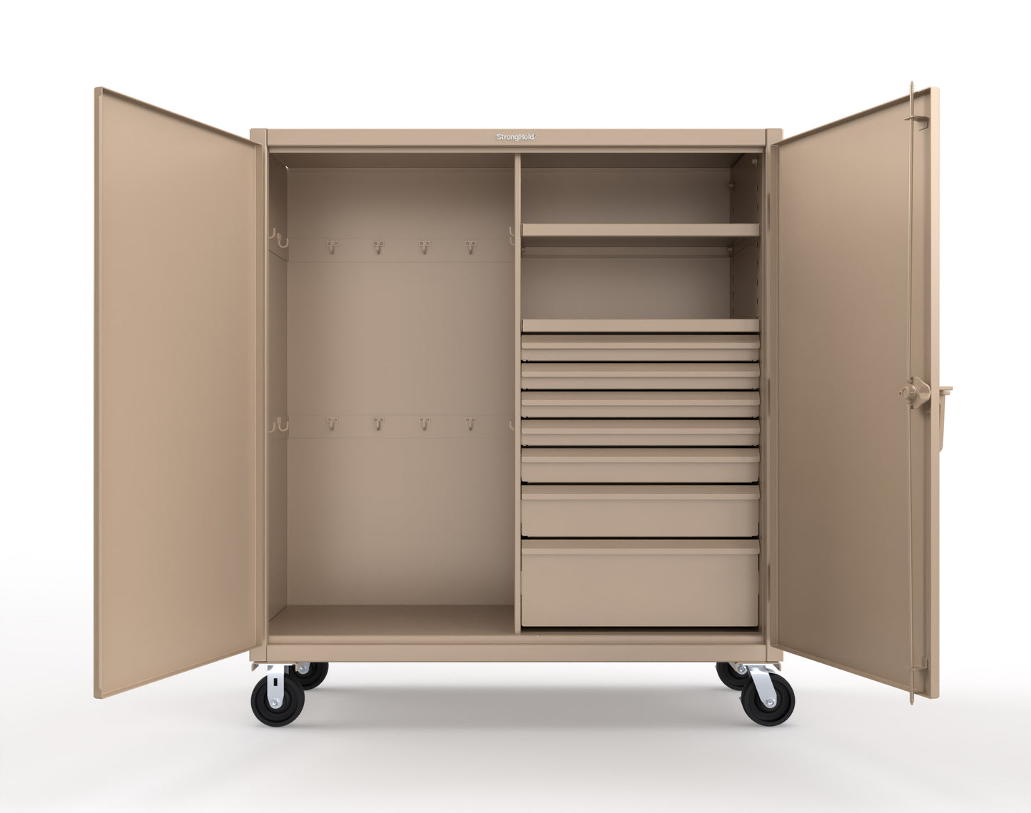 Extreme Duty 12 GA Mobile Rigging Cabinet with 7 Half-Width Drawers, 2 Shelves - 60 in. W x 24 in. D x 68 in. H - 55-242-7/5DB-CA-1019