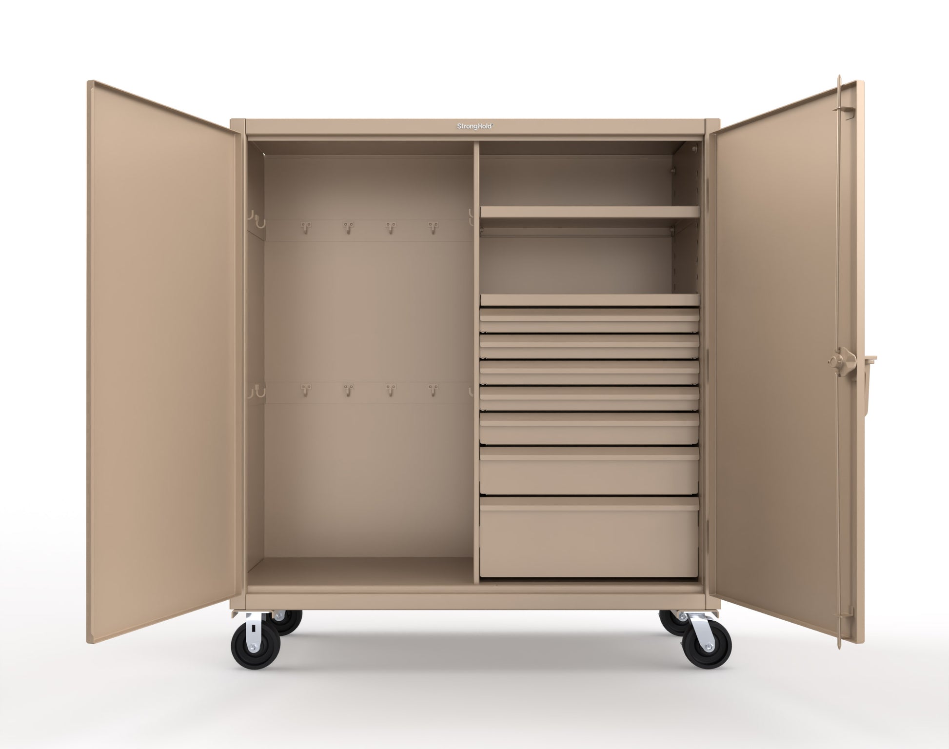Extreme Duty 12 GA Mobile Rigging Cabinet with 7 Half-Width Drawers, 2 Shelves - 60 in. W x 24 in. D x 68 in. H - 55-242-7/5DB-CA-1019
