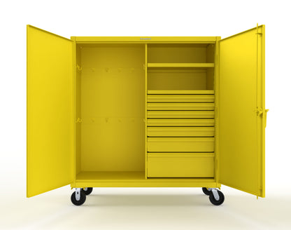 Extreme Duty 12 GA Mobile Rigging Cabinet with 7 Half-Width Drawers, 2 Shelves - 60 in. W x 24 in. D x 68 in. H - 55-242-7/5DB-CA-1021