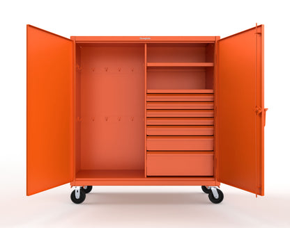 Extreme Duty 12 GA Mobile Rigging Cabinet with 7 Half-Width Drawers, 2 Shelves - 60 in. W x 24 in. D x 68 in. H - 55-242-7/5DB-CA-2009