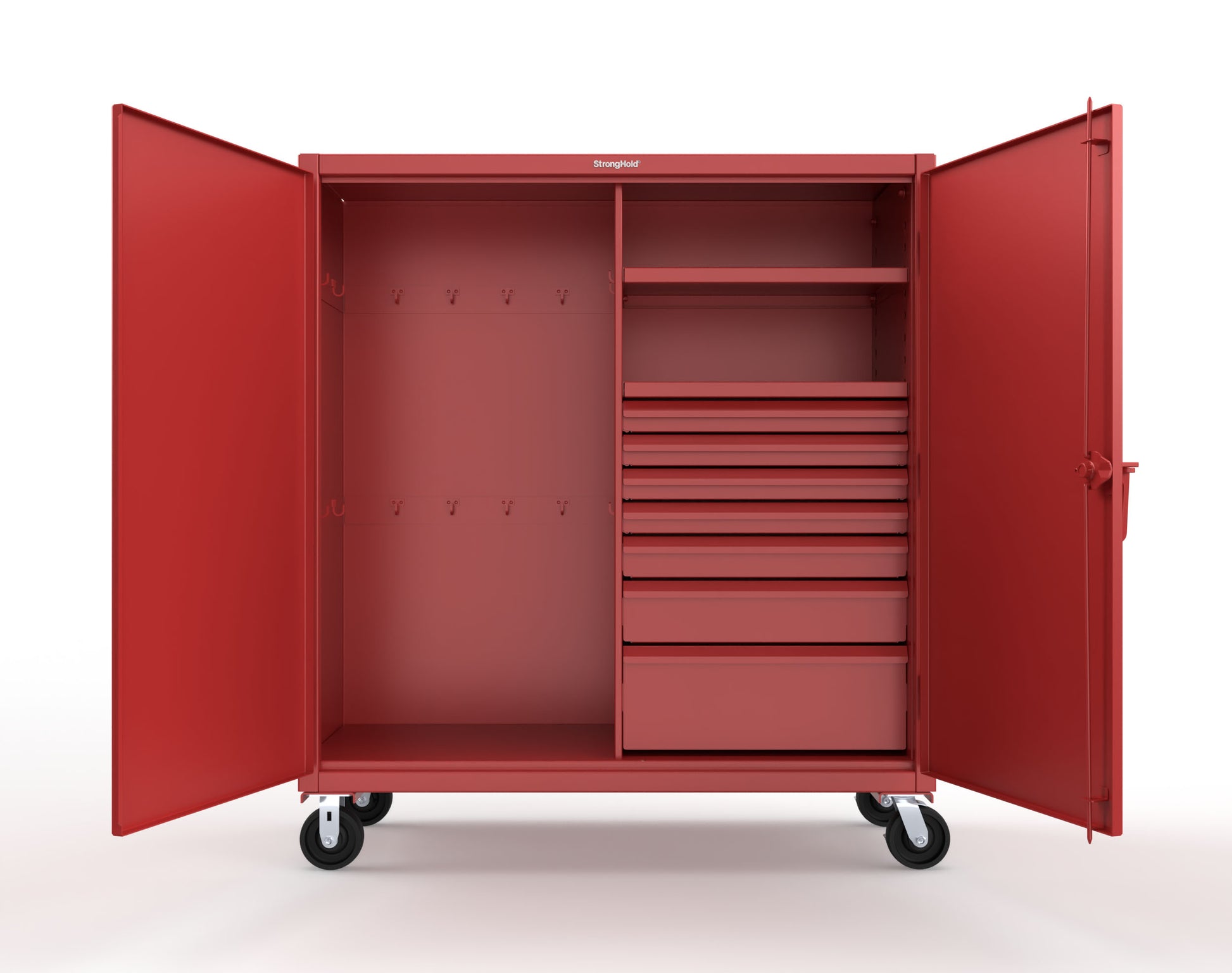 Extreme Duty 12 GA Mobile Rigging Cabinet with 7 Half-Width Drawers, 2 Shelves - 60 in. W x 24 in. D x 68 in. H - 55-242-7/5DB-CA-3001