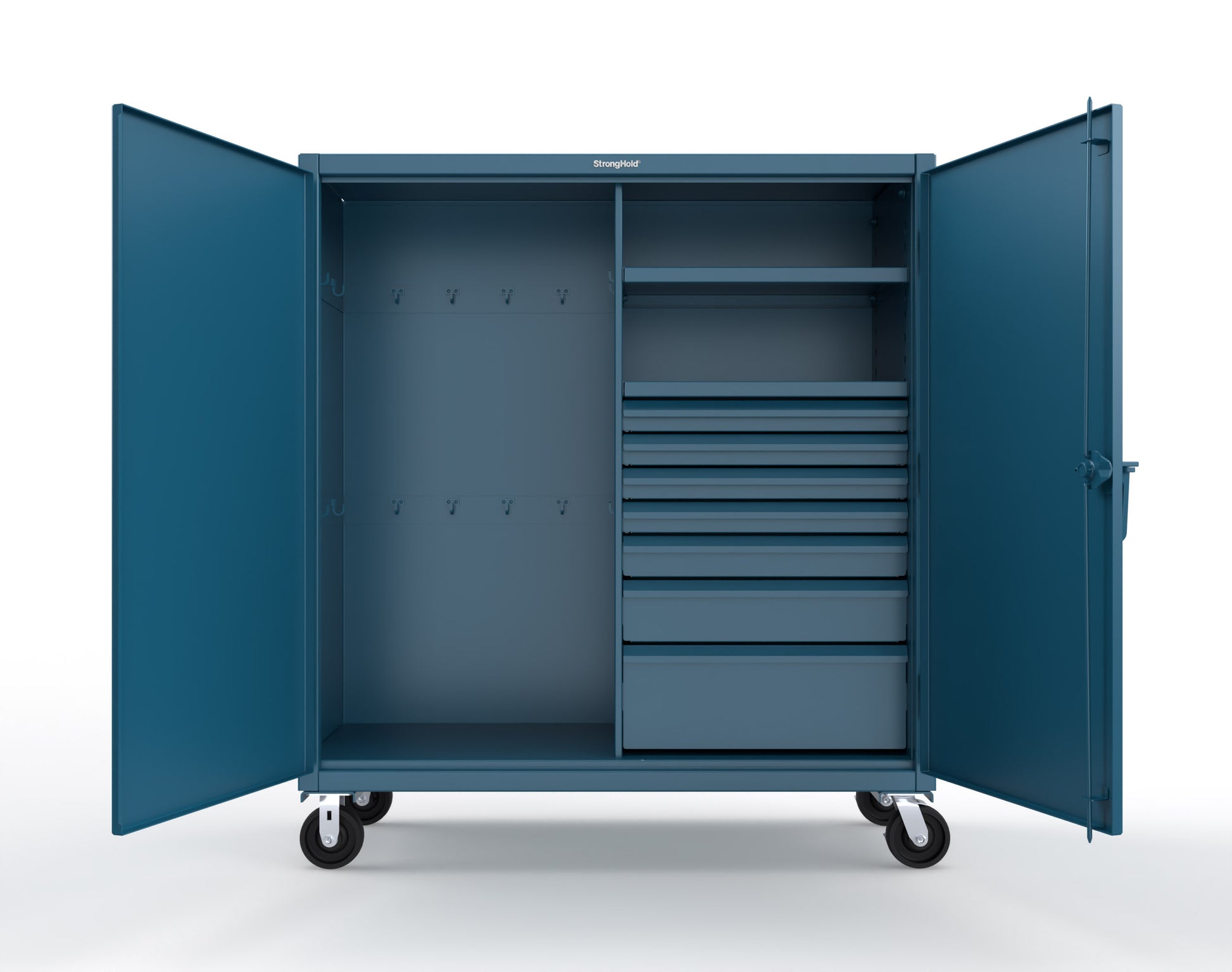 Extreme Duty 12 GA Mobile Rigging Cabinet with 7 Half-Width Drawers, 2 Shelves - 60 in. W x 24 in. D x 68 in. H - 55-242-7/5DB-CA-5001