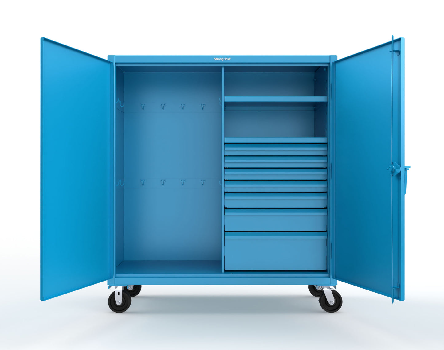 Extreme Duty 12 GA Mobile Rigging Cabinet with 7 Half-Width Drawers, 2 Shelves - 60 in. W x 24 in. D x 68 in. H - 55-242-7/5DB-CA-5012